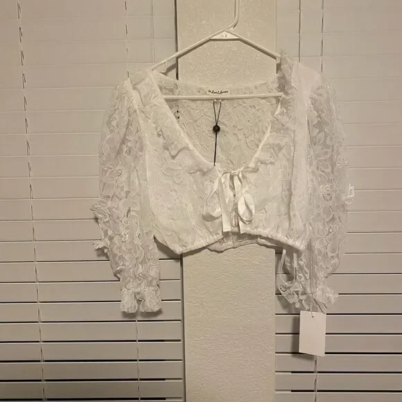 NWT For Love and Lemons Loretta Cropped Blouse - Picture 6 of 8
